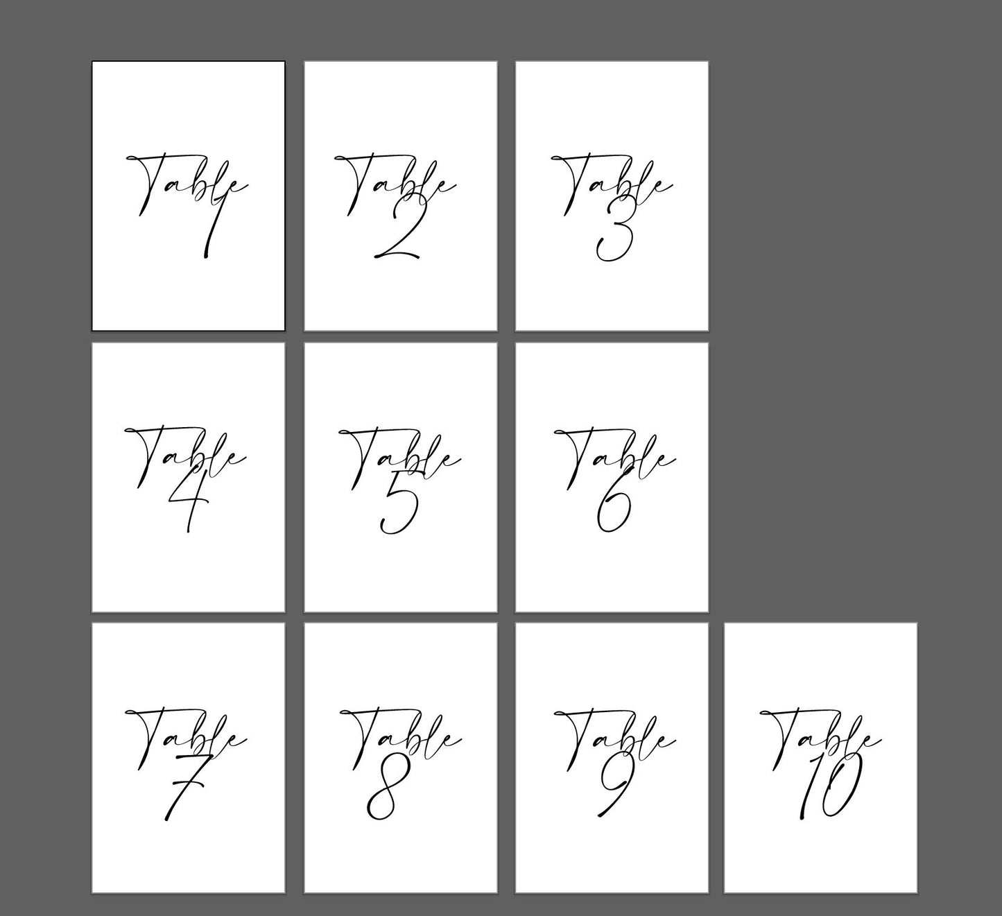 Modern Calligraphy Table Numbers | Handmade Paper