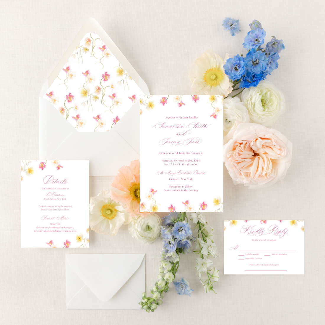 Poppies | Semi-Custom Watercolor Wedding Invitations