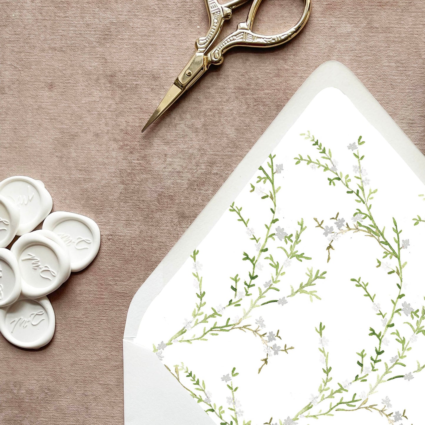 White Floral Envelope Liner | Set of 10 | For 5x7” Invitations
