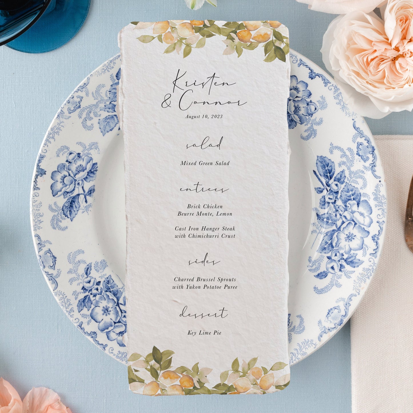Orange Blossom Menus | Watercolor Paper | Set of 10
