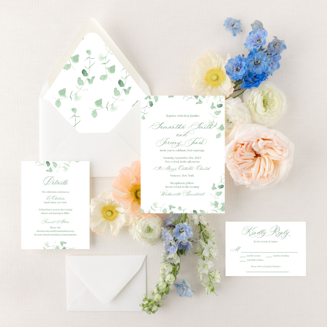 Rustic Eucalyptus | Semi-Custom Watercolor Wedding Invitations