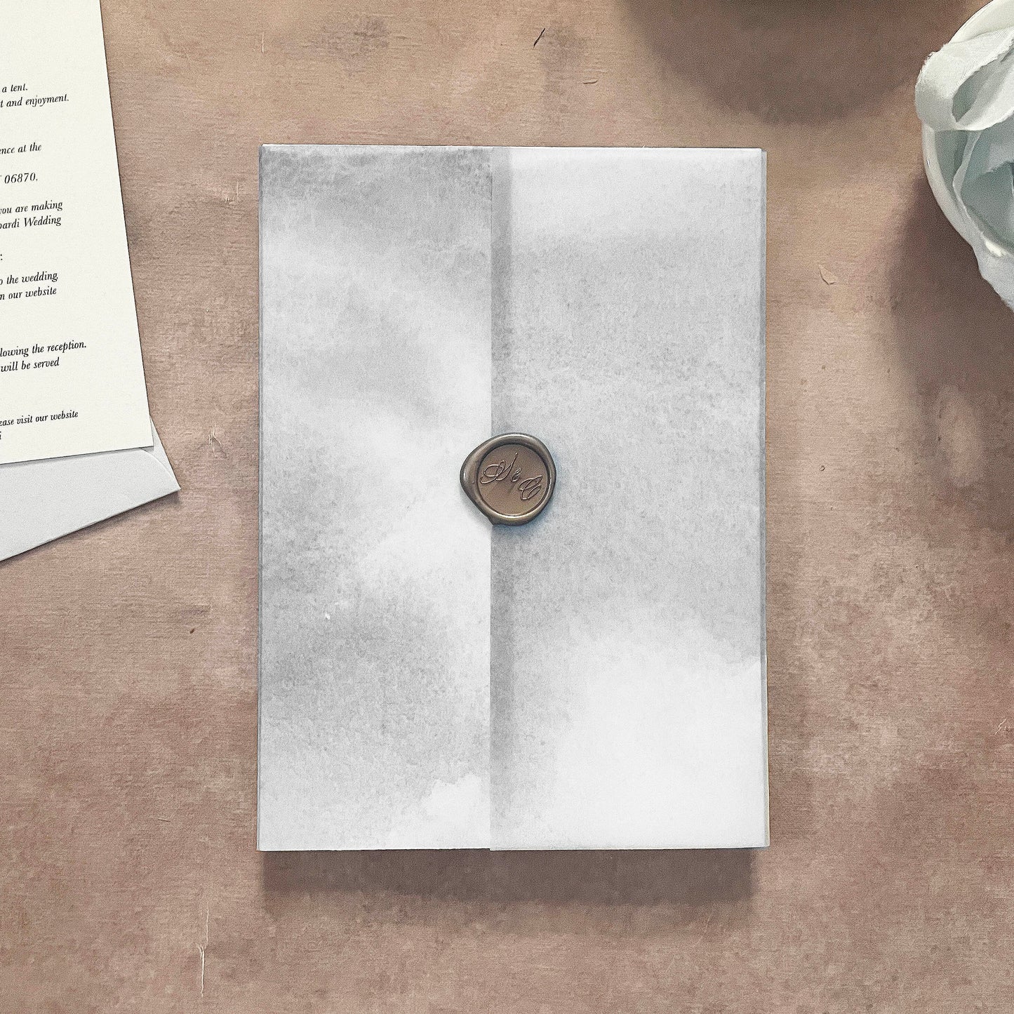 Grey Watercolor Vellum Wrap | A7 or A6 | Set of 10