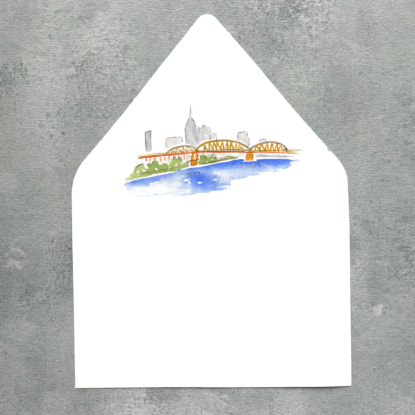 Nashville Tennessee Watercolor Euroflap Envelope Liner | Set of 10 | For 5x7” invitations