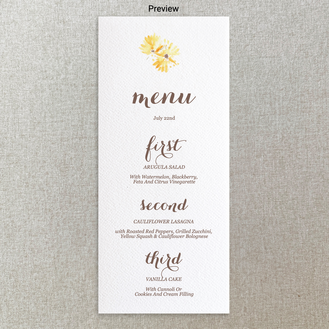 Sunflower Menu