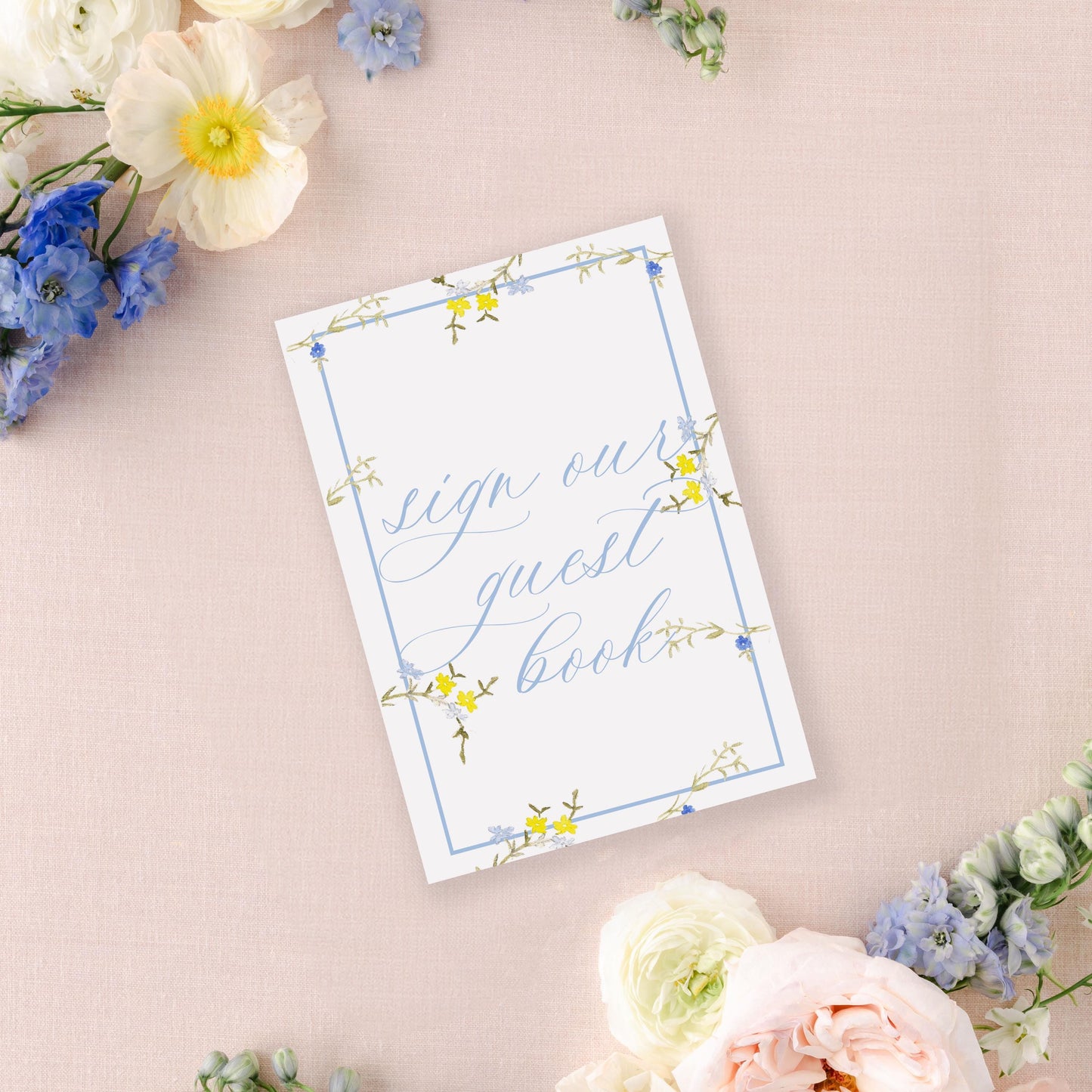 Blue and Yellow Floral Wedding Signs | Cards and Gifts | 5x7" or 8x10"