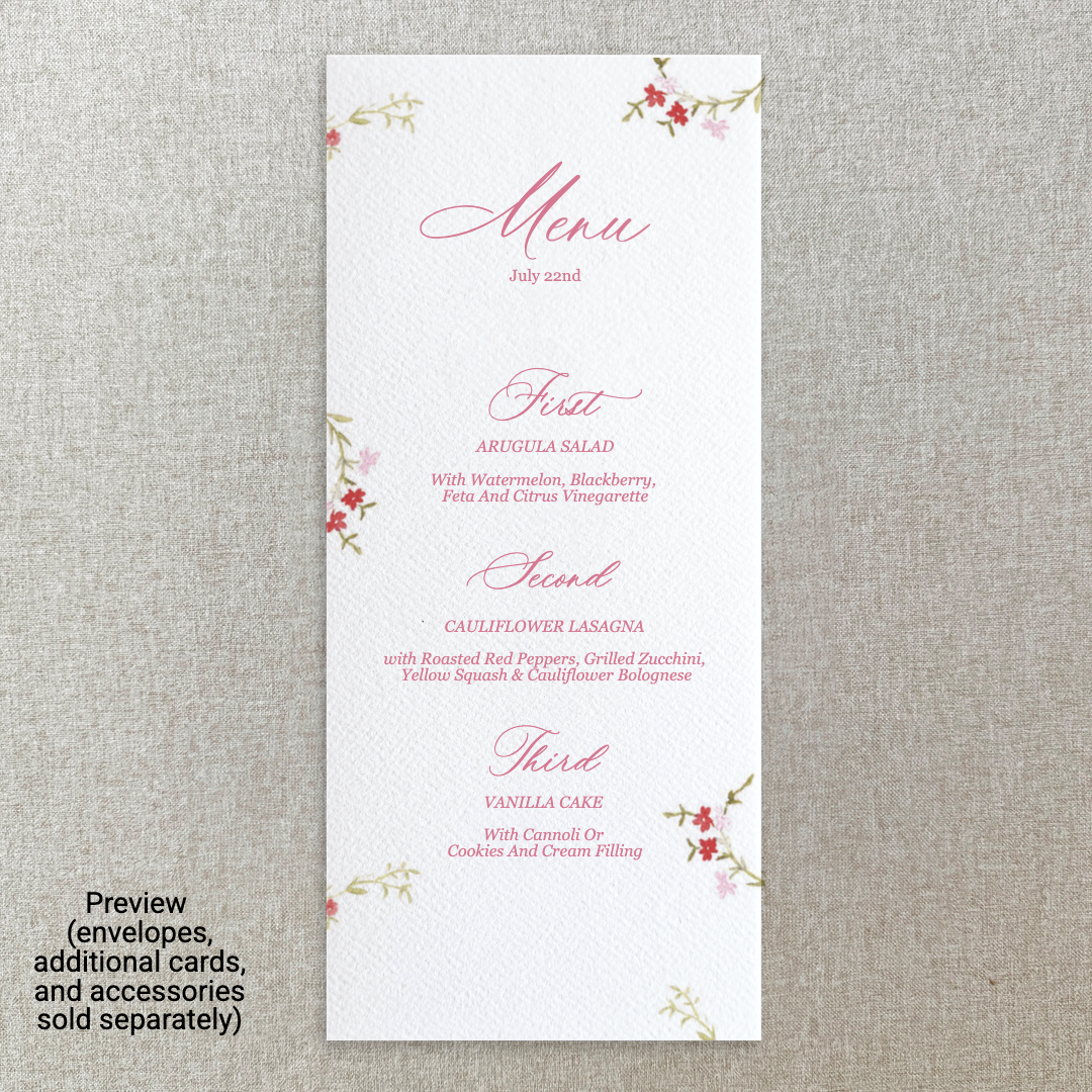 Pink and Red Floral Menu