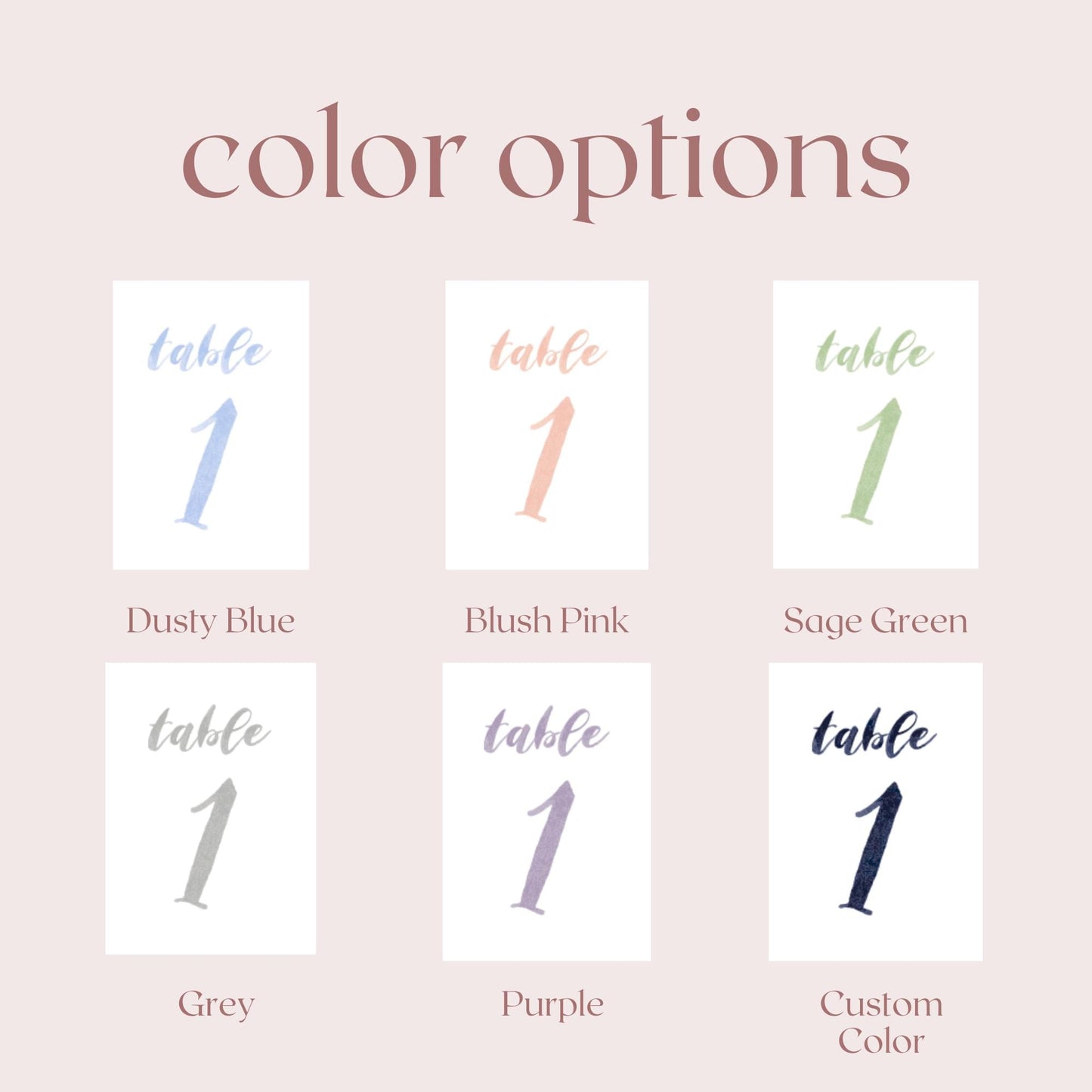 Watercolor Table Numbers | Handmade Paper