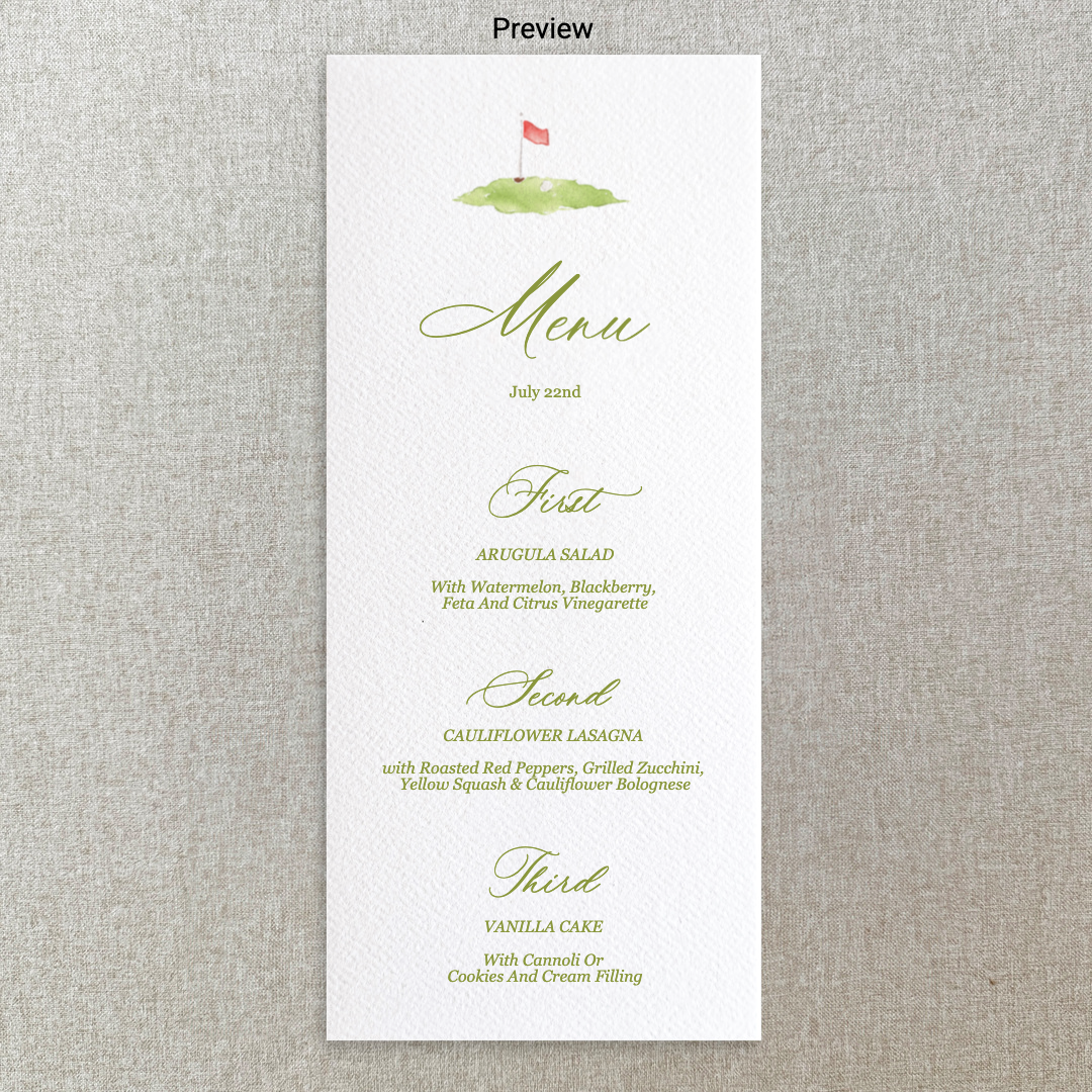 Golf Tee Menu