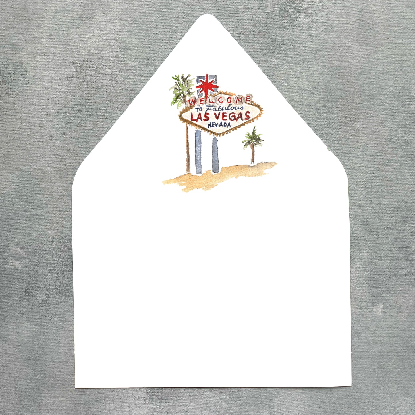 Las Vegas Nevada Watercolor Euroflap Envelope Liner | Set of 10 | For 5x7” invitations