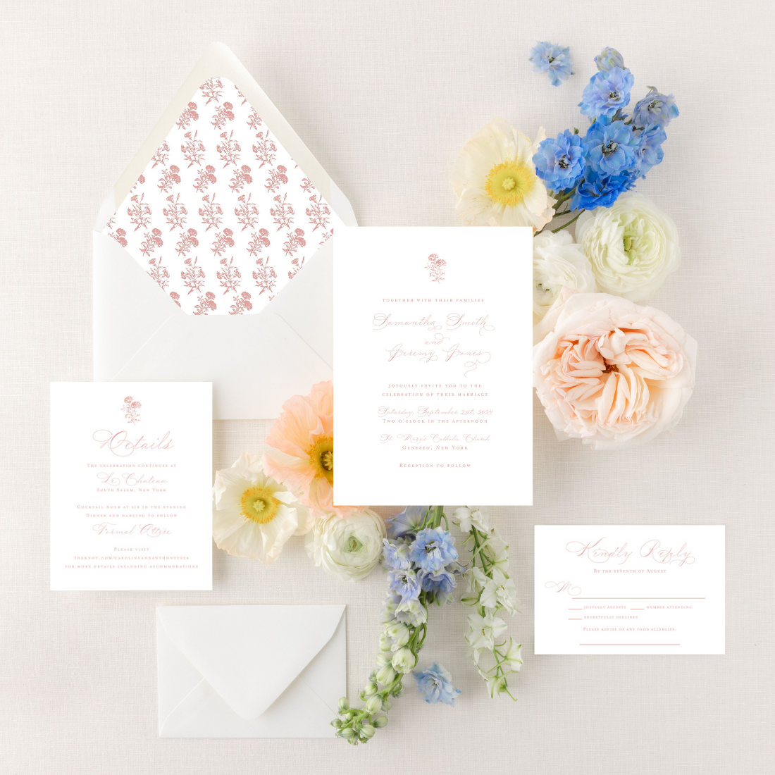 Pink Vintage | Semi-Custom Watercolor Wedding Invitations