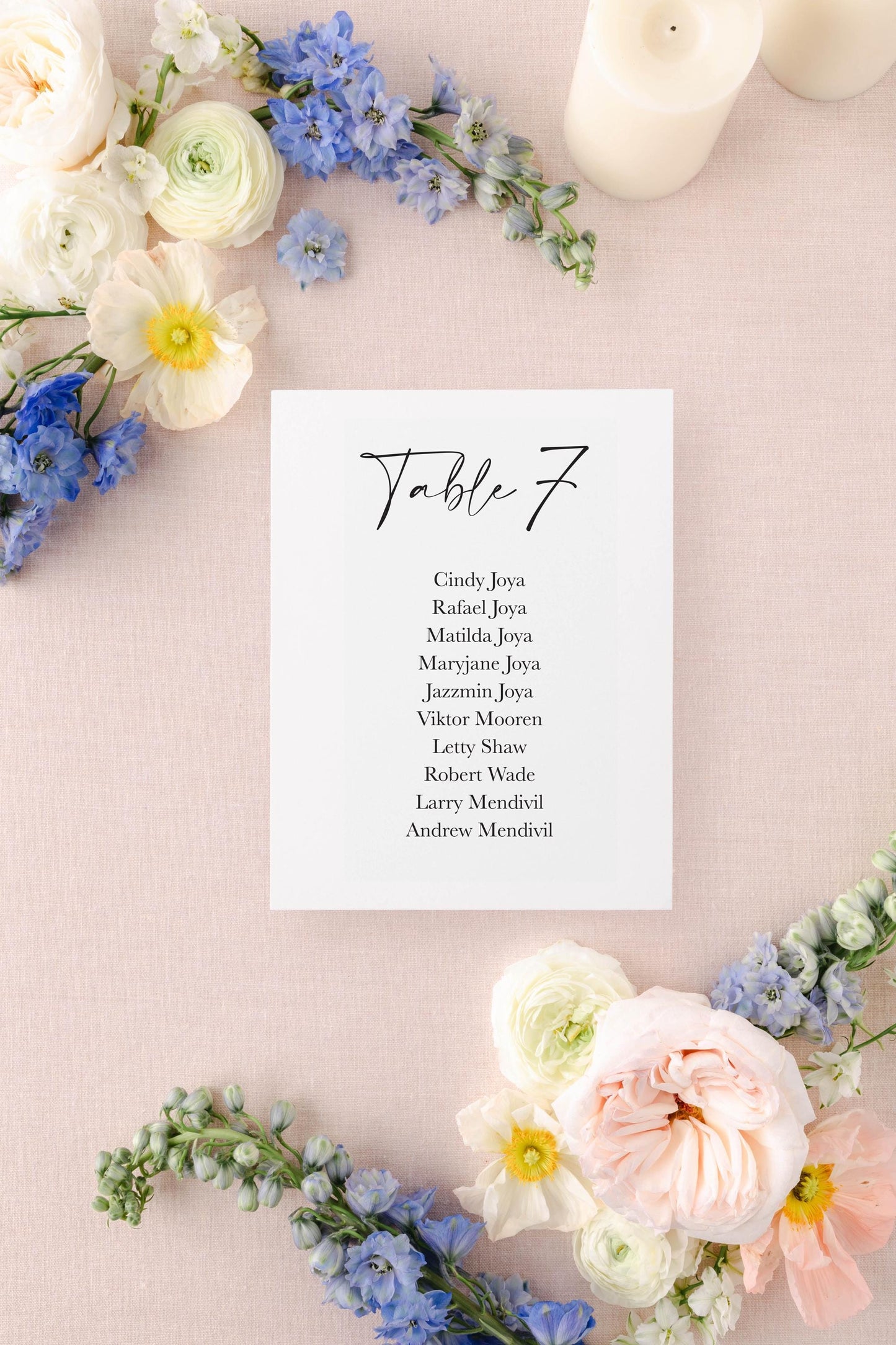 Watercolor Paper Seating Chart Cards | Printed