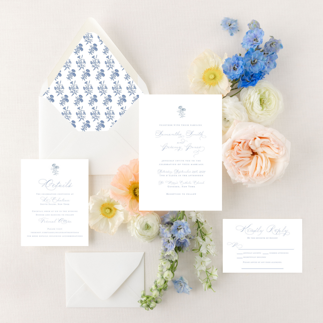 Blue Vintage | Semi-Custom Watercolor Wedding Invitations