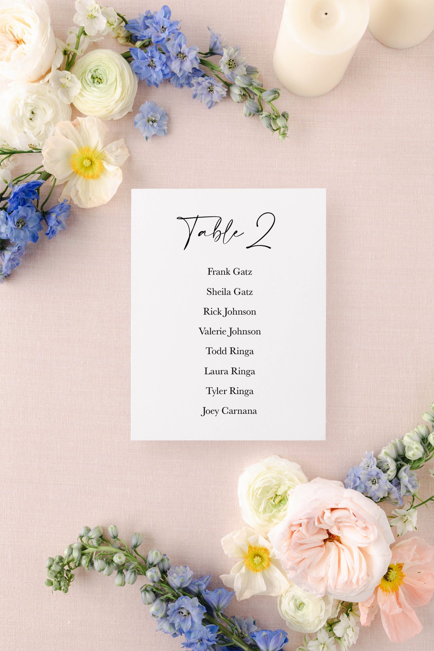 Handmade Paper Seating Chart Cards | Printed