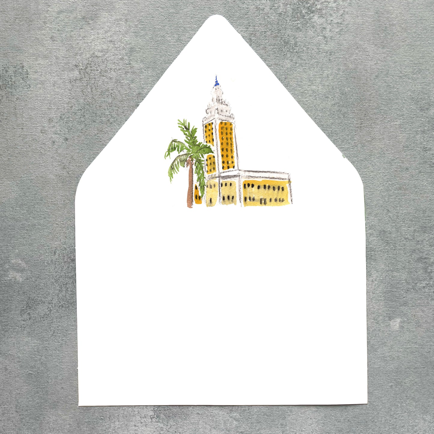 Downtown Miami Florida Watercolor Euroflap Envelope Liner | Set of 10 | For 5x7” invitations