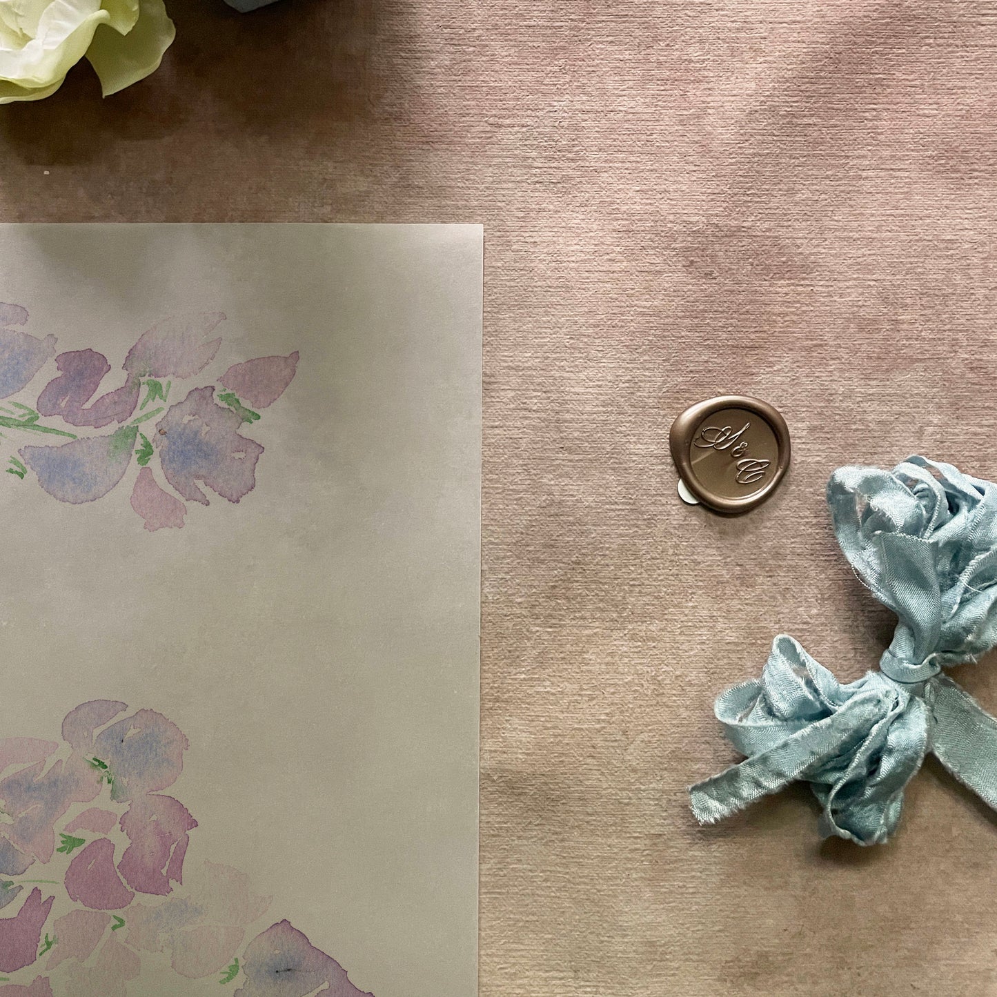 Purple Floral Vellum Wrap | A7 or A6 | Set of 10