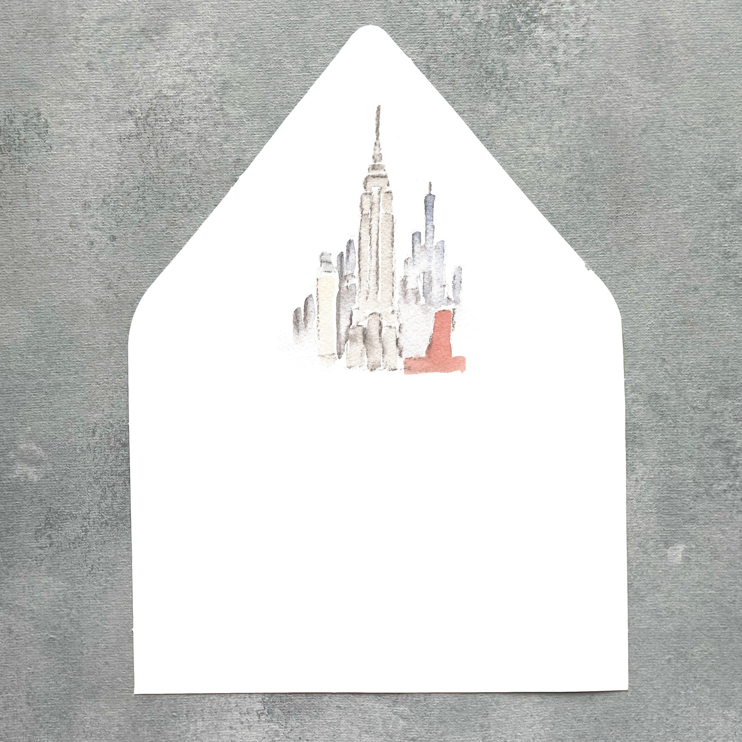 New York City Empire State Building Watercolor Euroflap Envelope Liner | Set of 10 | For 5x7” invitations