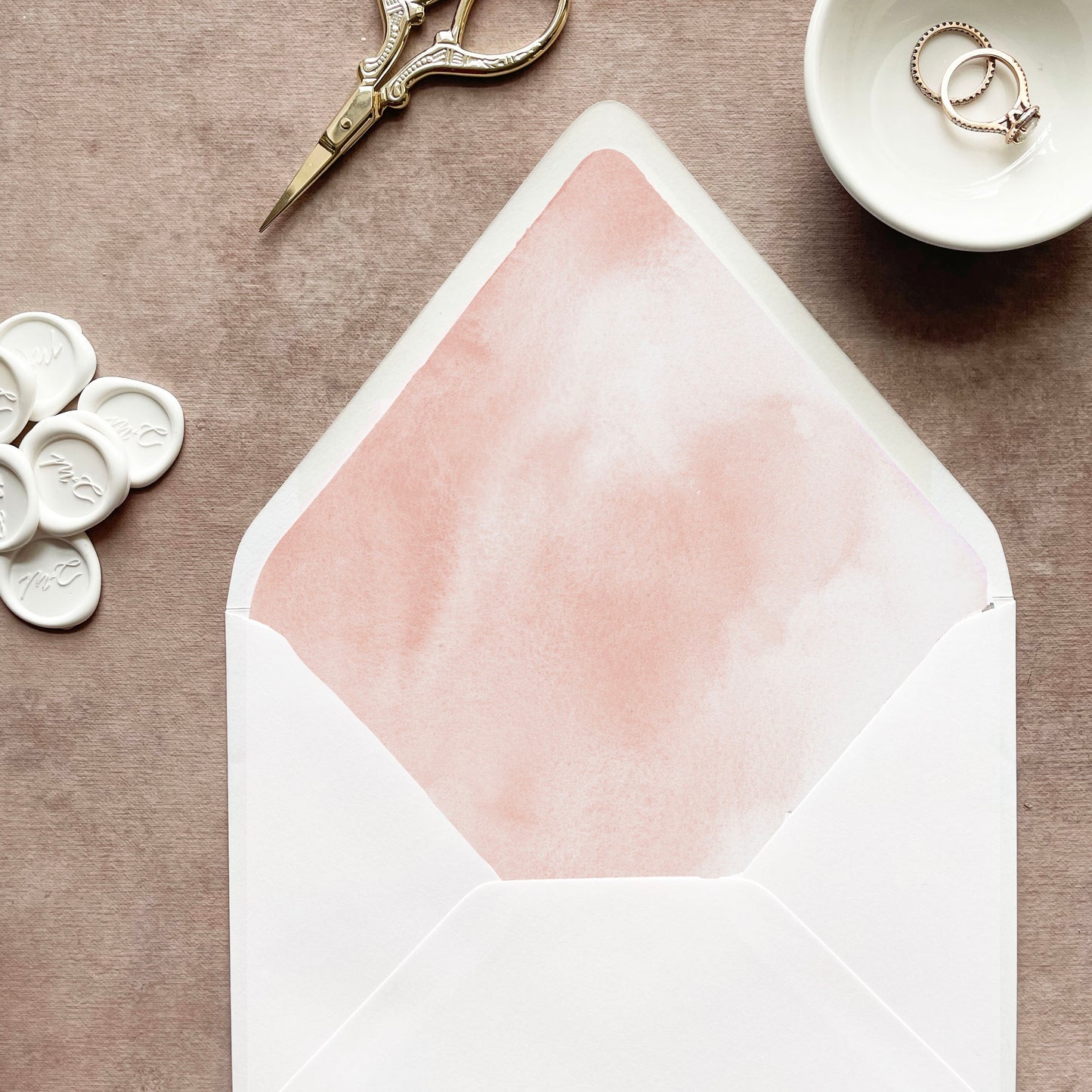 Blush Watercolor Envelope Liner | Euro Flap | Set of 10