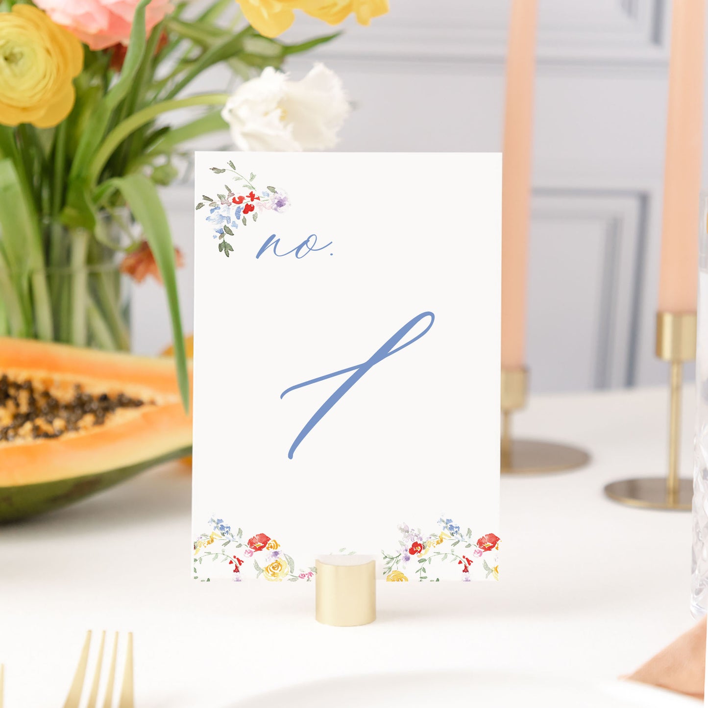 Floral Watercolor Table Numbers | Watercolor Paper