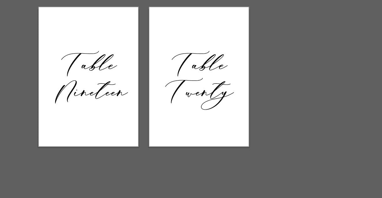 Modern Calligraphy Table Numbers | Watercolor Paper