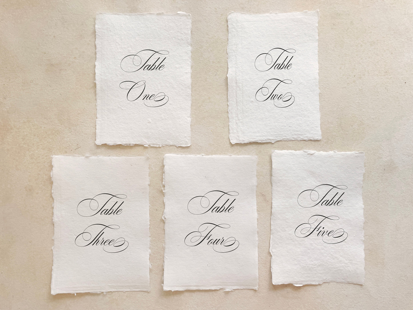 Elegant Calligraphy Table Numbers | Handmade Paper