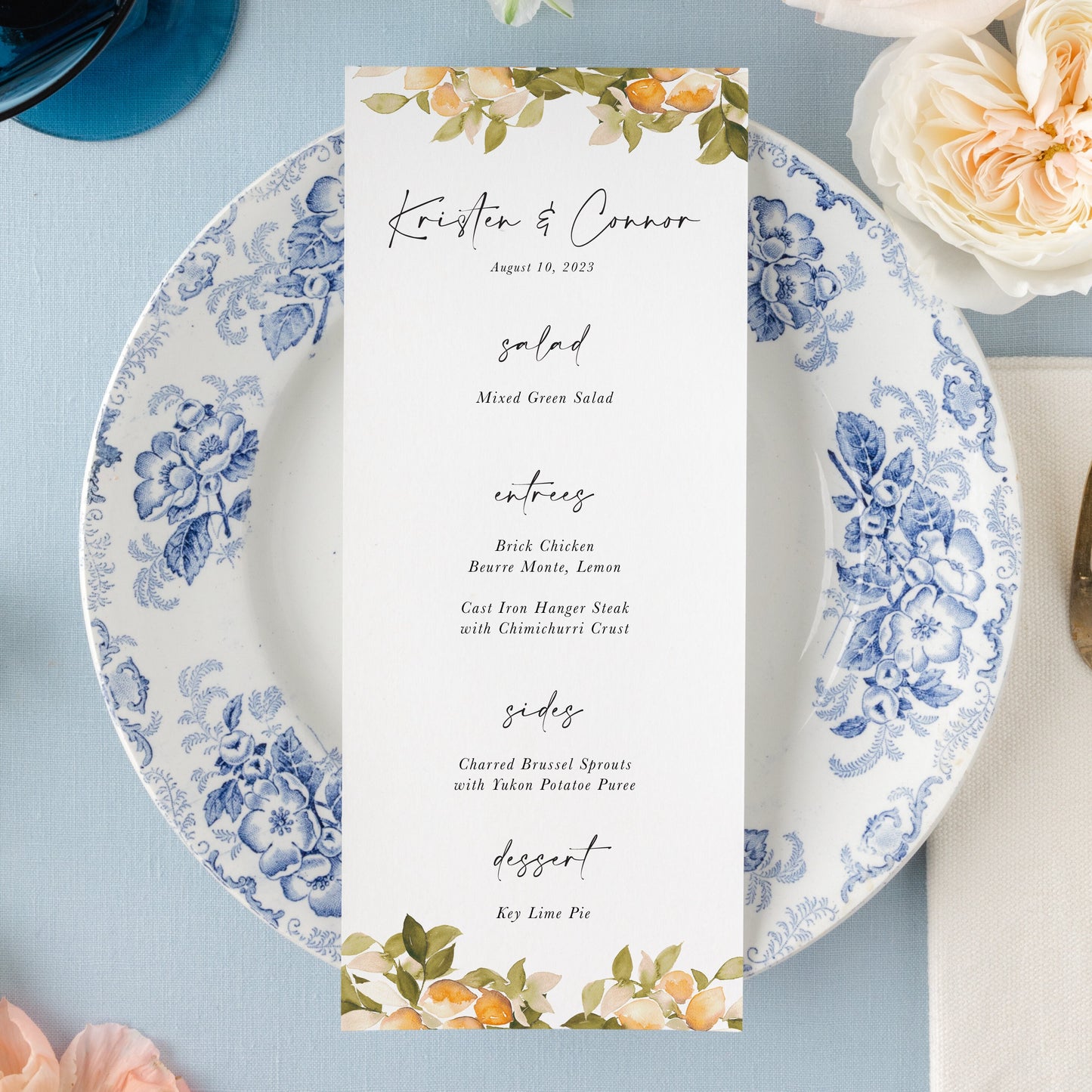 Orange Blossom Menus | Watercolor Paper | Set of 10