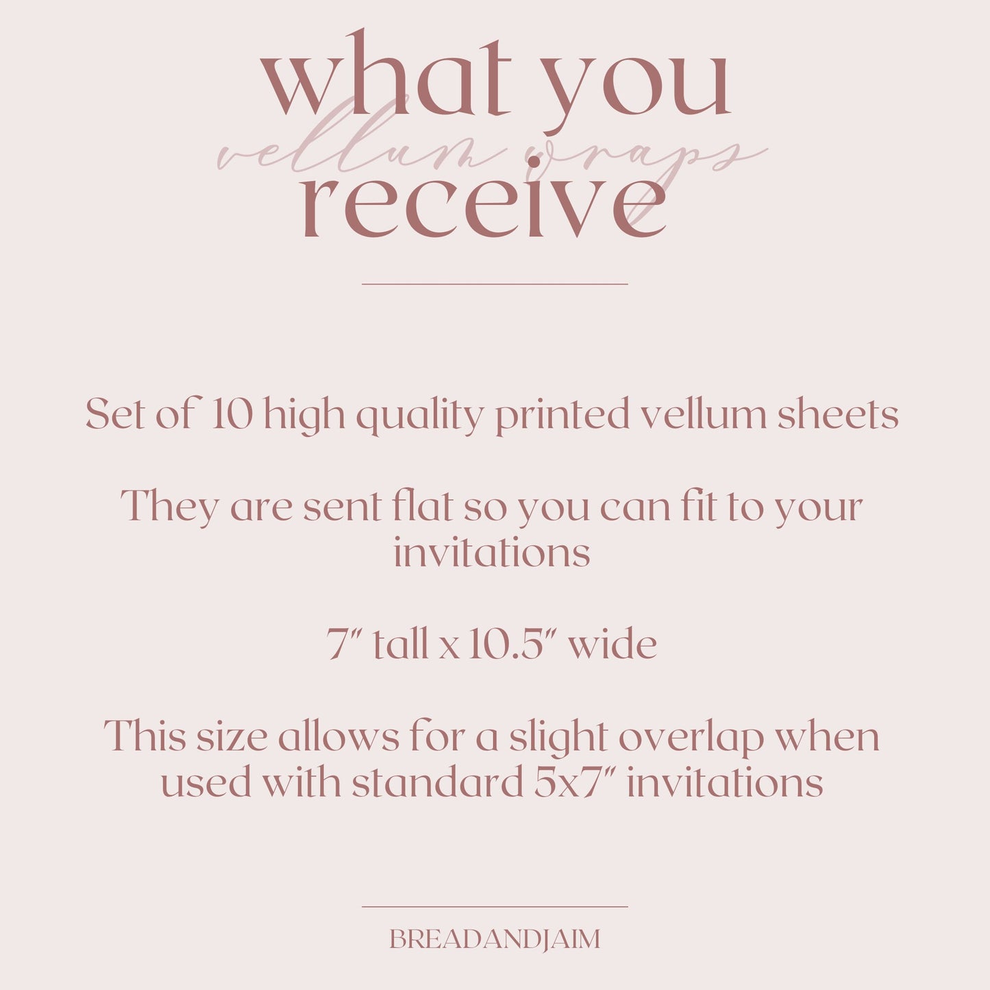 Blush Pink Vellum Wrap | A7 or A6 | Set of 10