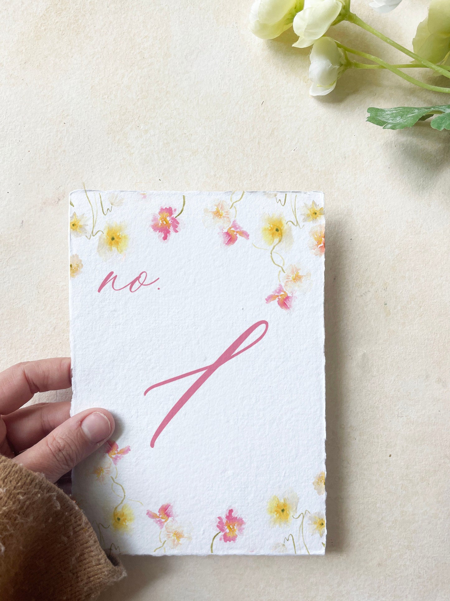 Bright Floral Poppies Watercolor Table Numbers | Handmade Paper