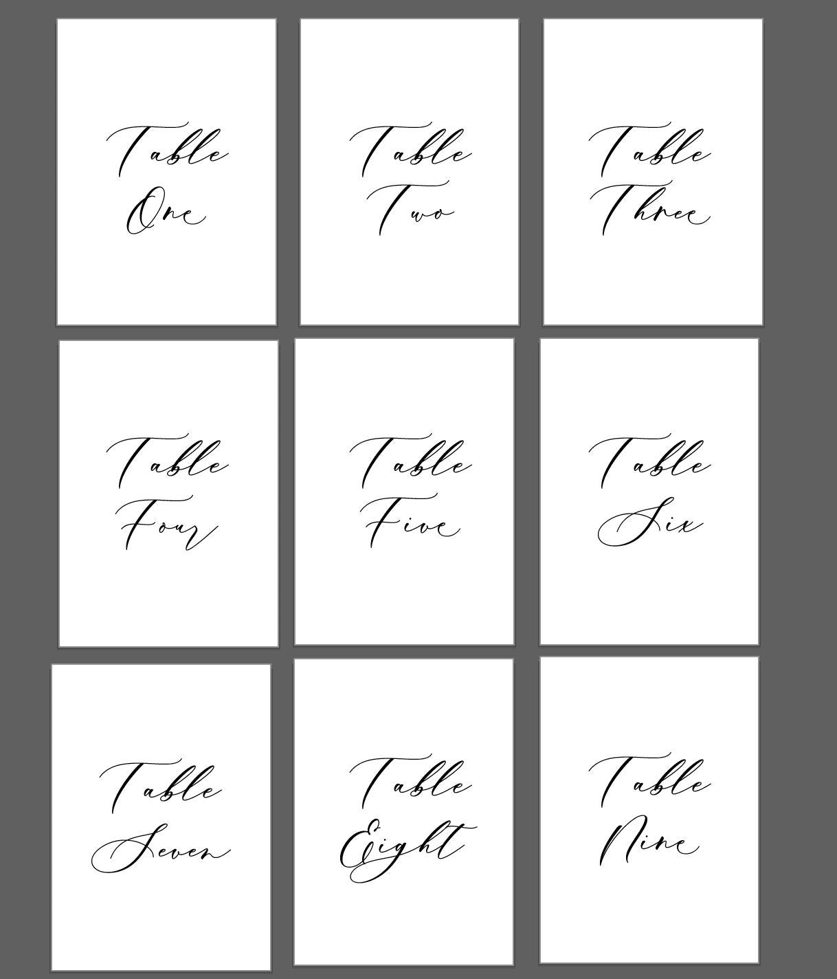 Modern Calligraphy Table Numbers | Watercolor Paper
