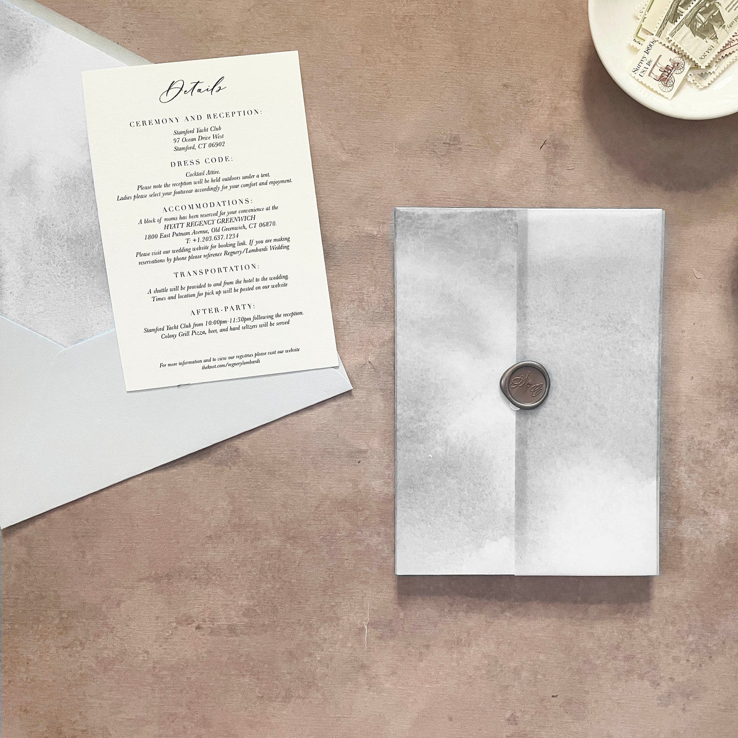 Grey Watercolor Vellum Wrap | A7 or A6 | Set of 10