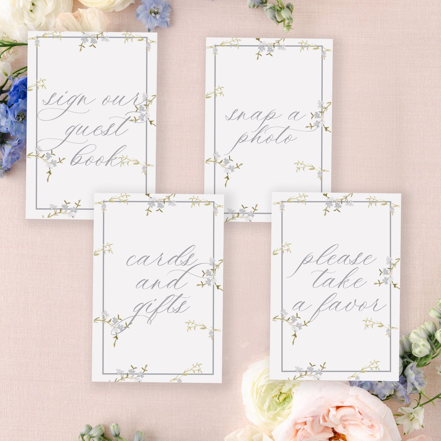 Grey Floral Wedding Sign | Snap a Photo | 5x7" or 8x10"