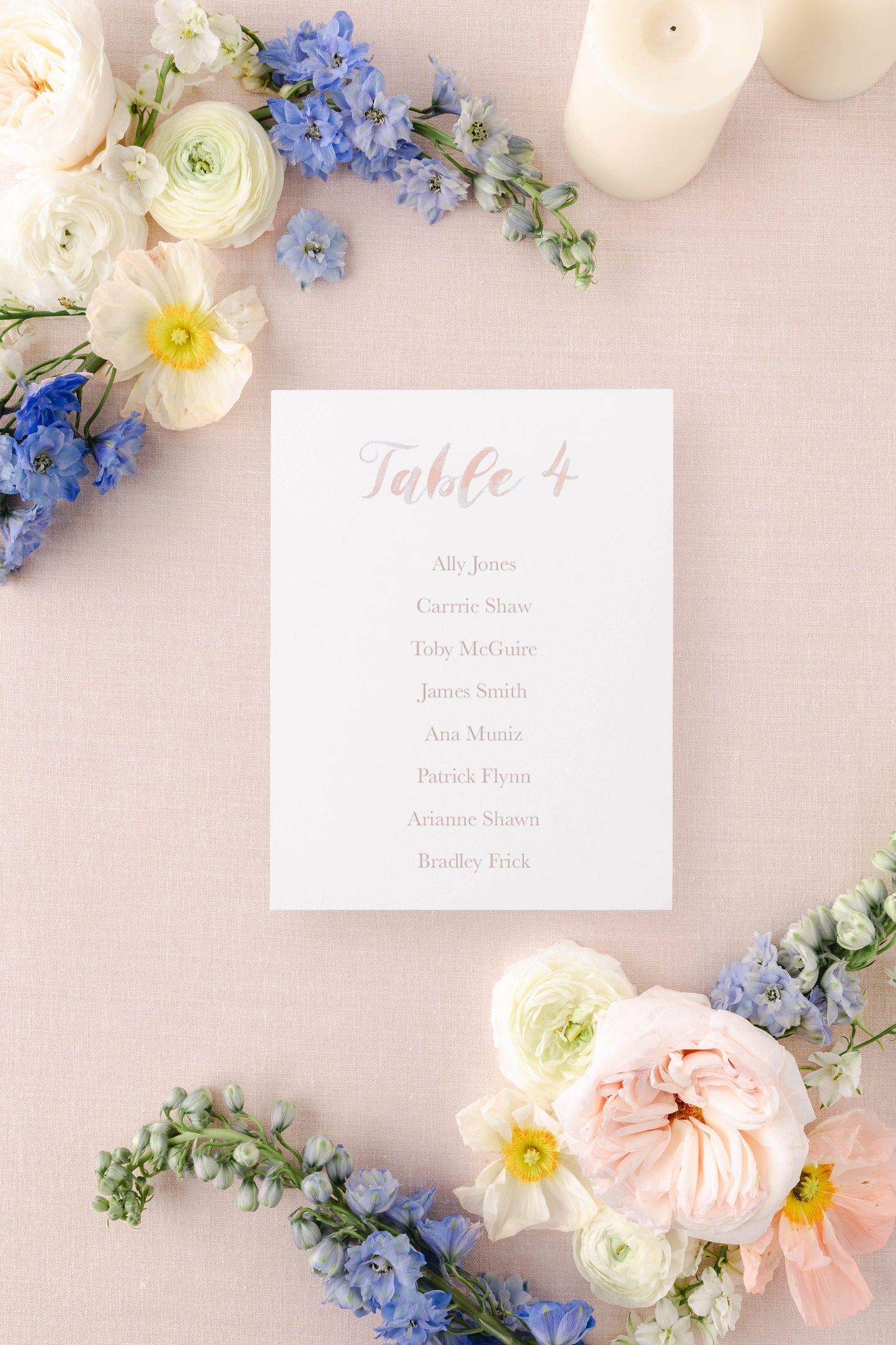 Blush Handmade Paper Seating Chart Cards | Printed