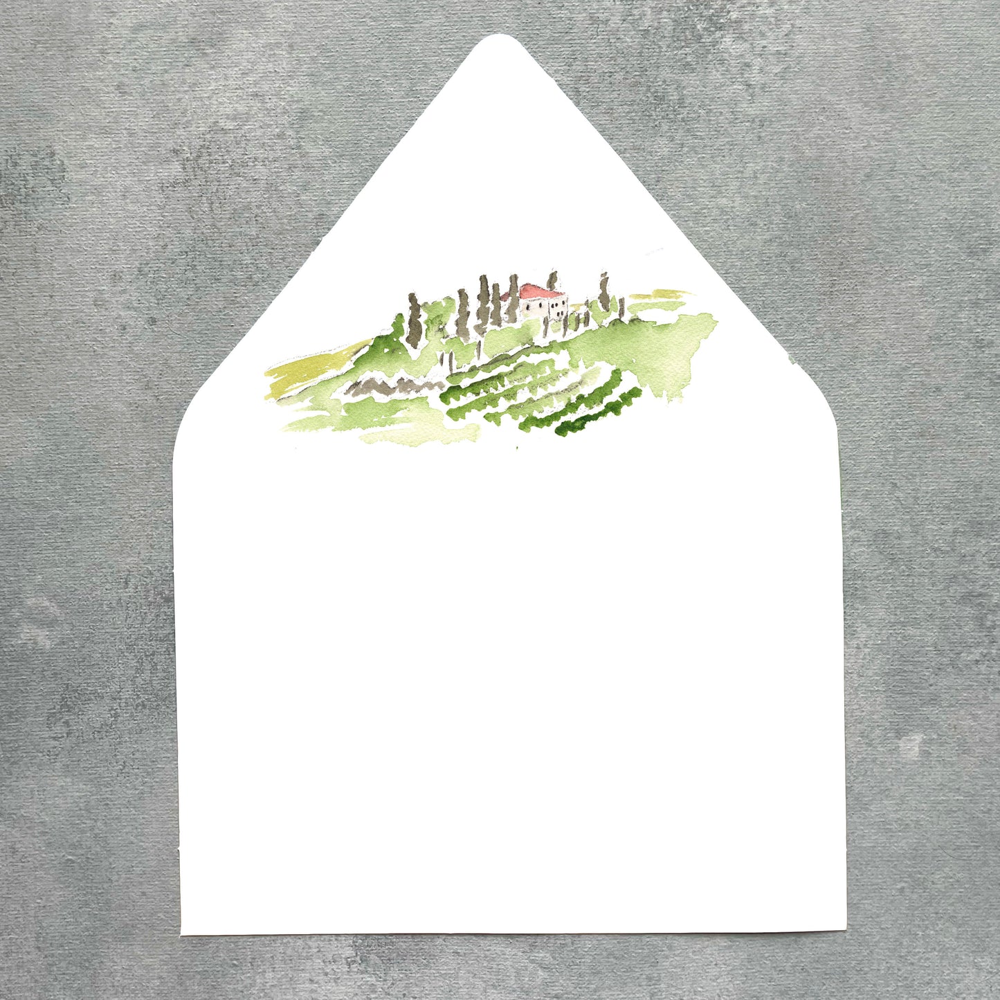 Tuscany Italy Watercolor Euroflap Envelope Liner | Set of 10 | For 5x7” invitations