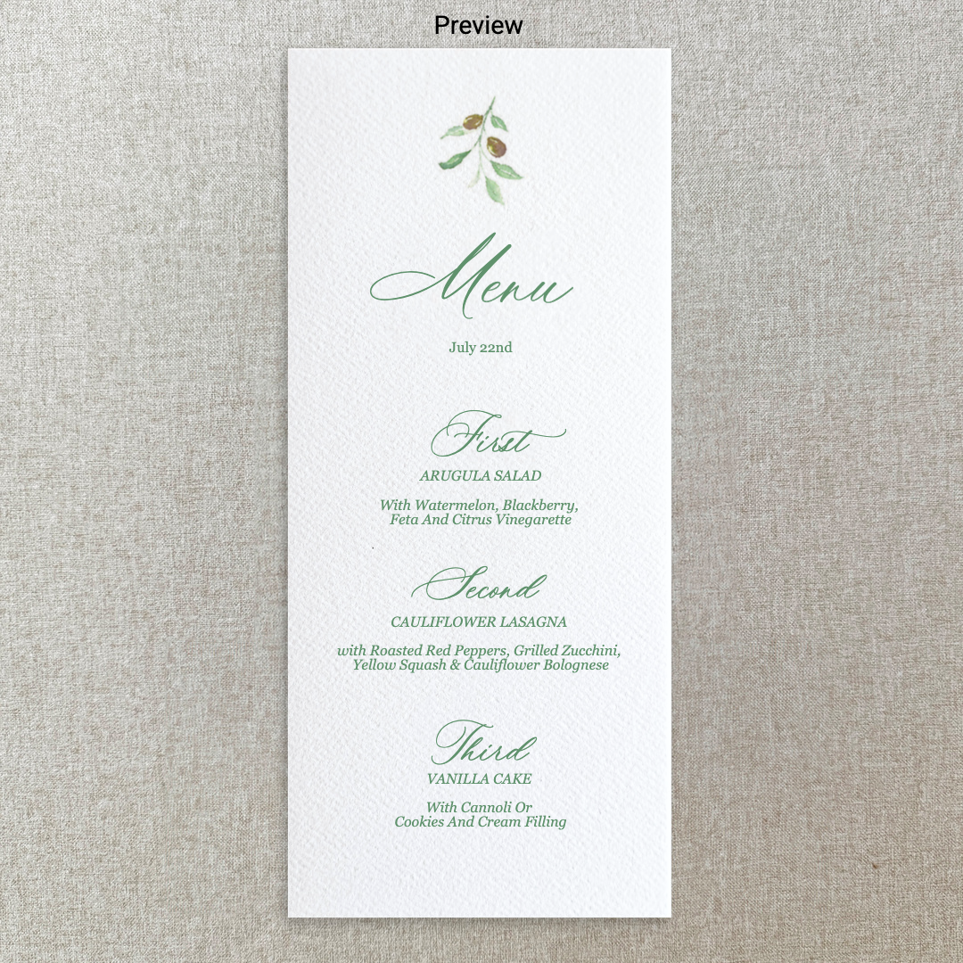 Olive Branch Menu