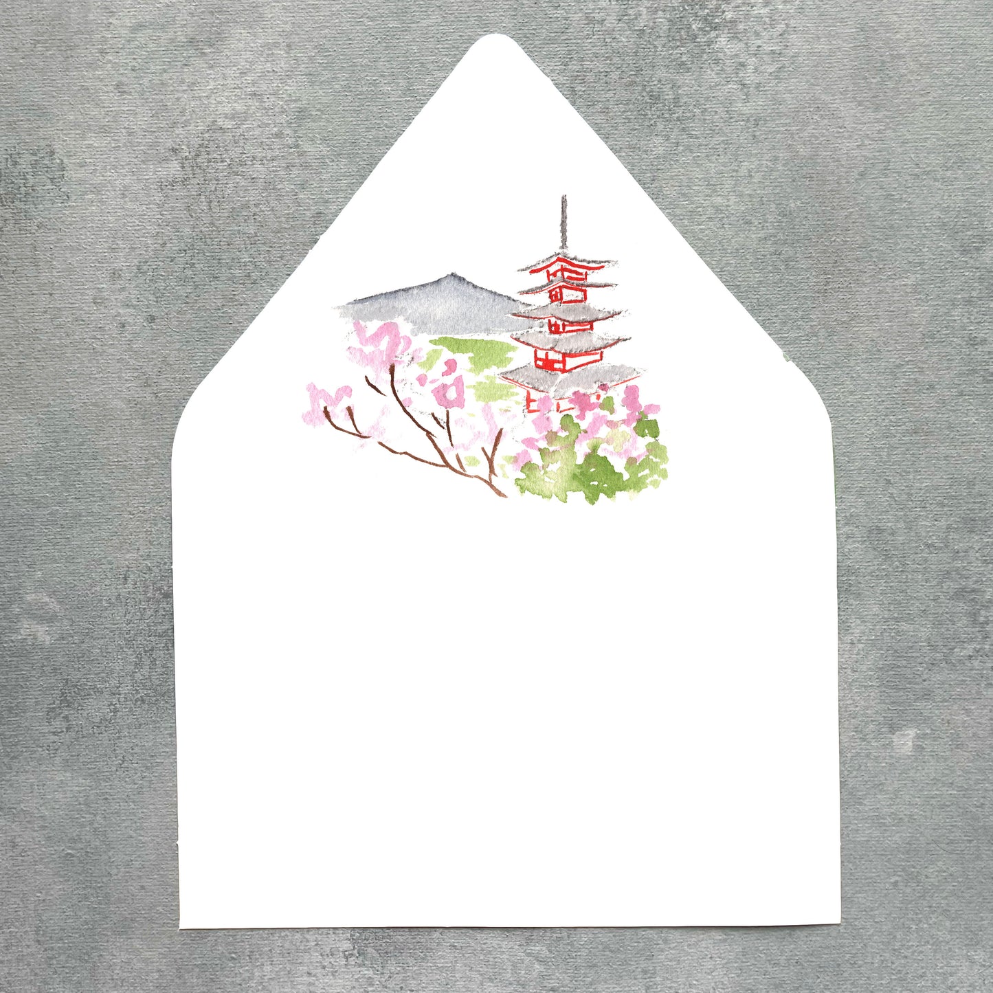 Tokyo Japan Watercolor Euroflap Envelope Liner | Set of 10 | For 5x7” invitations