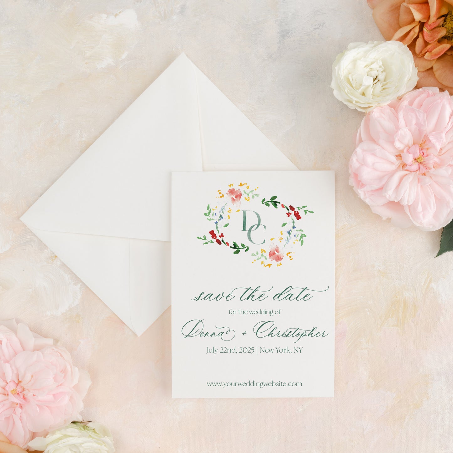 The Monogram Collection | Semi-Custom Watercolor Save The Dates