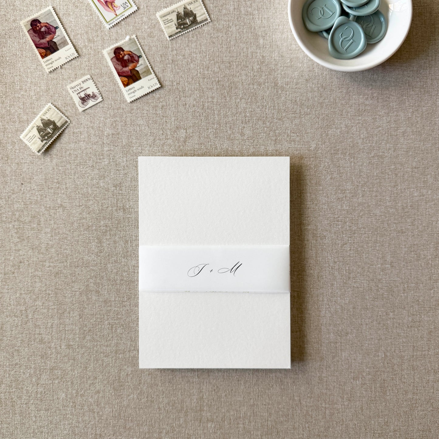 Custom Wedding Belly Band | Modern Script | For Regular A7 or Petite Invitations | Set of 10