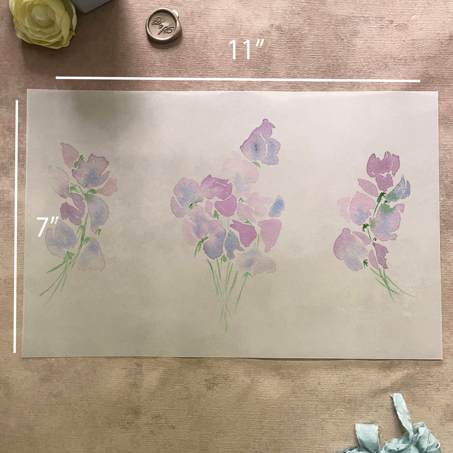 purple floral vellum jacket 5x7, printed vellum paper, wedding vellum wrap, lilac wedding invitation lavender, watercolor invitation wrapper