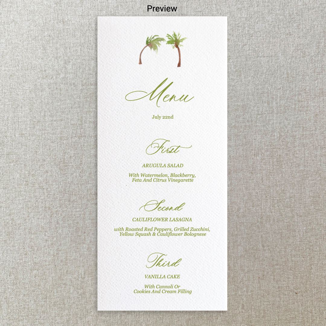 Palm Trees Menu