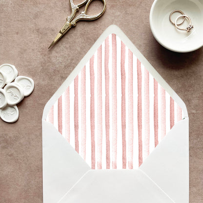 Blush Pink Stripe Envelope Liner | Set of 10 | For 5x7” Invitations