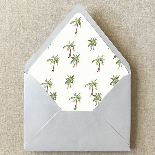 Palm Tree Envelope Liner on linen background