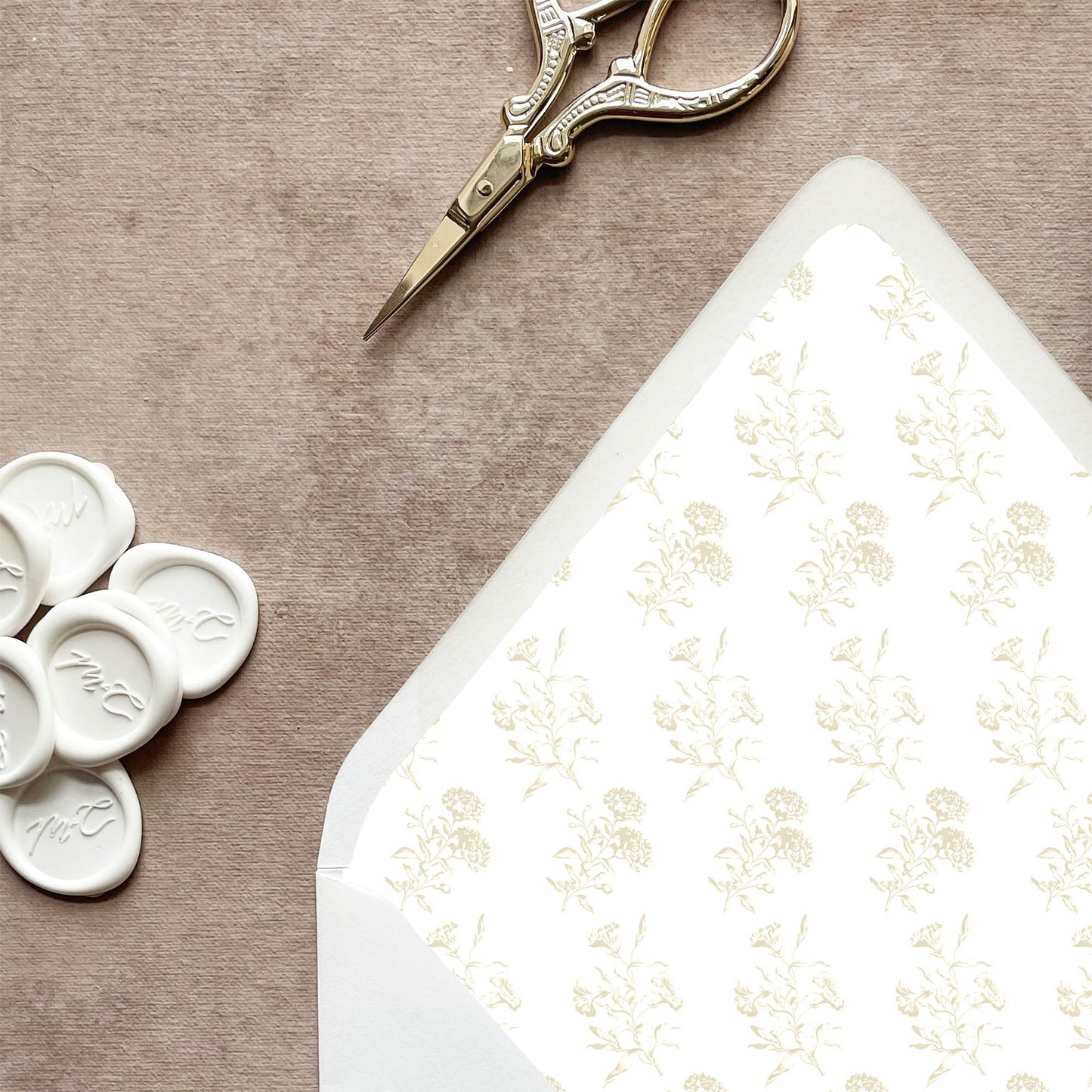 Ivory Cream Vintage Toile Envelope Liner | Set of 10 | For 5x7” Invitations