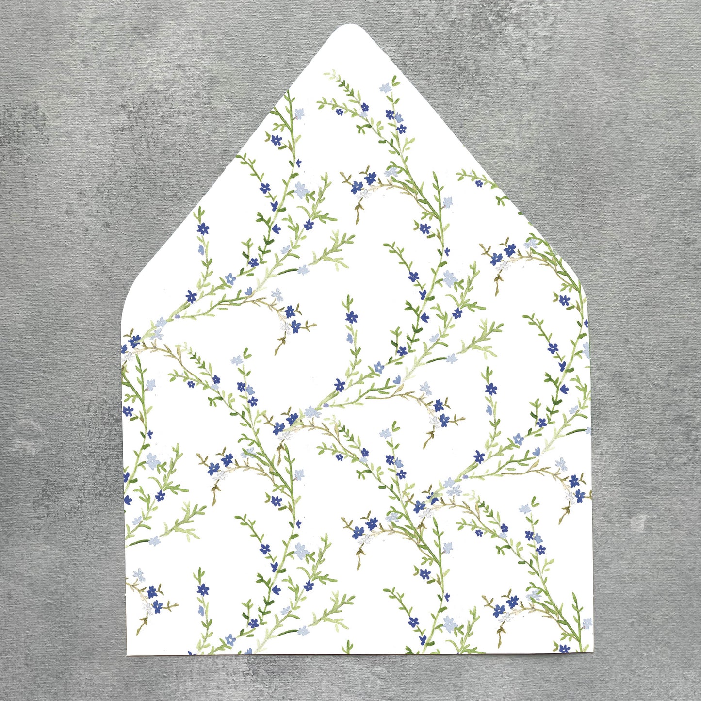 Blue Floral Envelope Liner | Set of 10 | For 5x7” Invitations