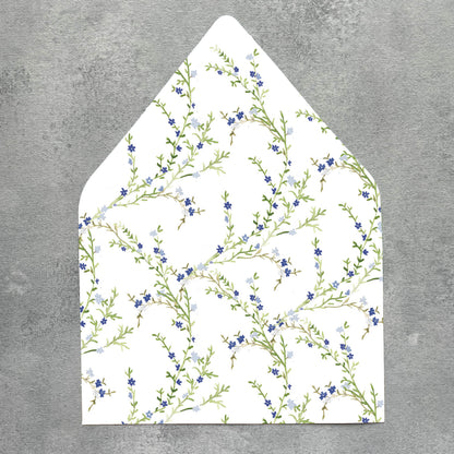 Blue Floral Envelope Liner | Set of 10 | For 5x7” Invitations