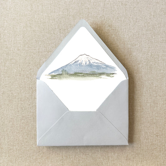 Mt Fuji Japan Watercolor Euroflap Envelope Liner | Set of 10 | For 5x7” invitations