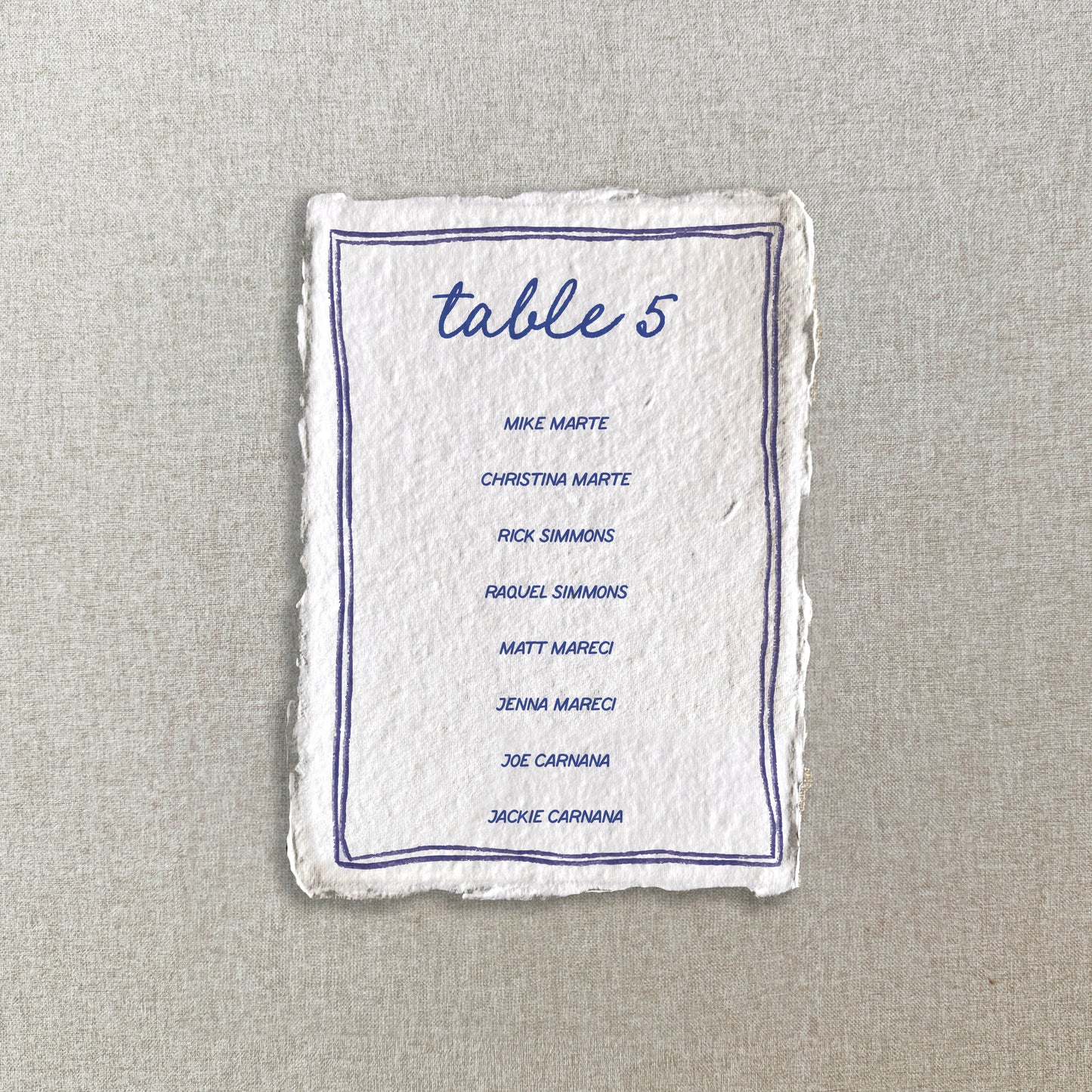 Blue Whimsical Doodle Seating Chart Cards | Printed