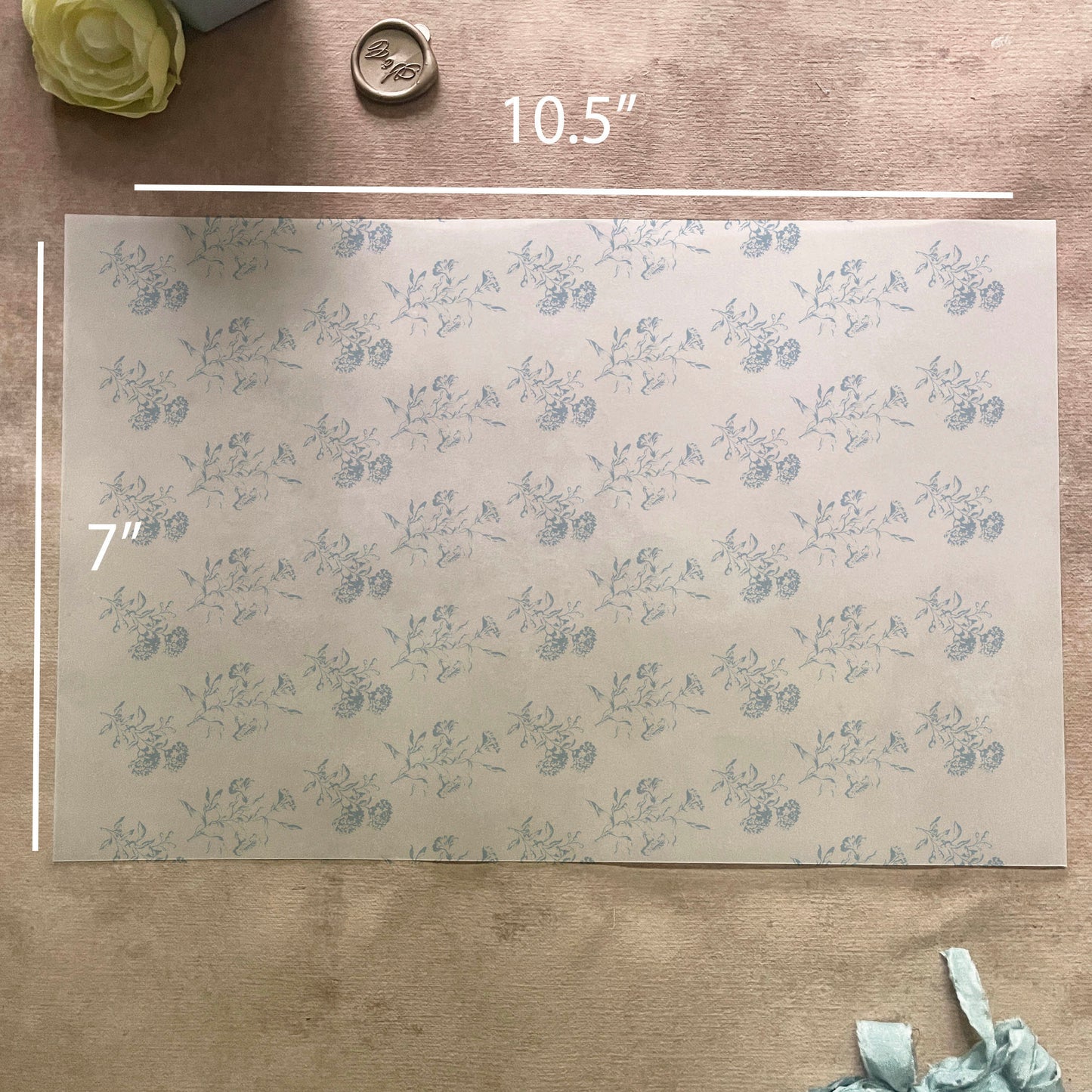 Floral Toile Vellum Wrap | A7 | Set of 10