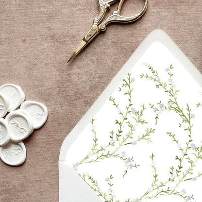 White Floral Envelope Liner | Set of 10 | For 5x7” Invitations