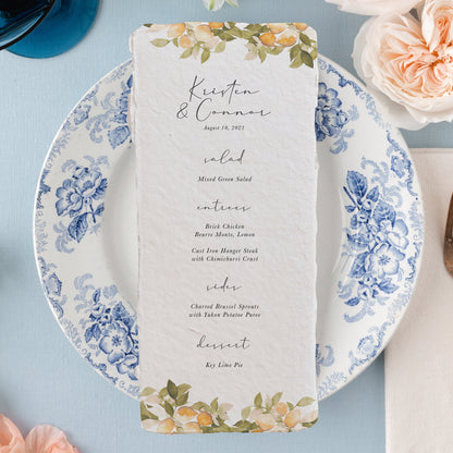 Orange Blossom Menus | Watercolor Paper | Set of 10