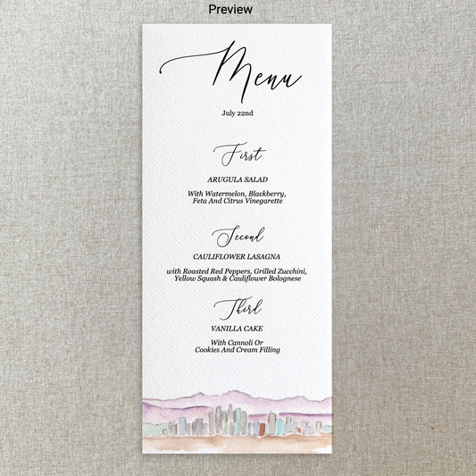 Los Angeles Watercolor Menu