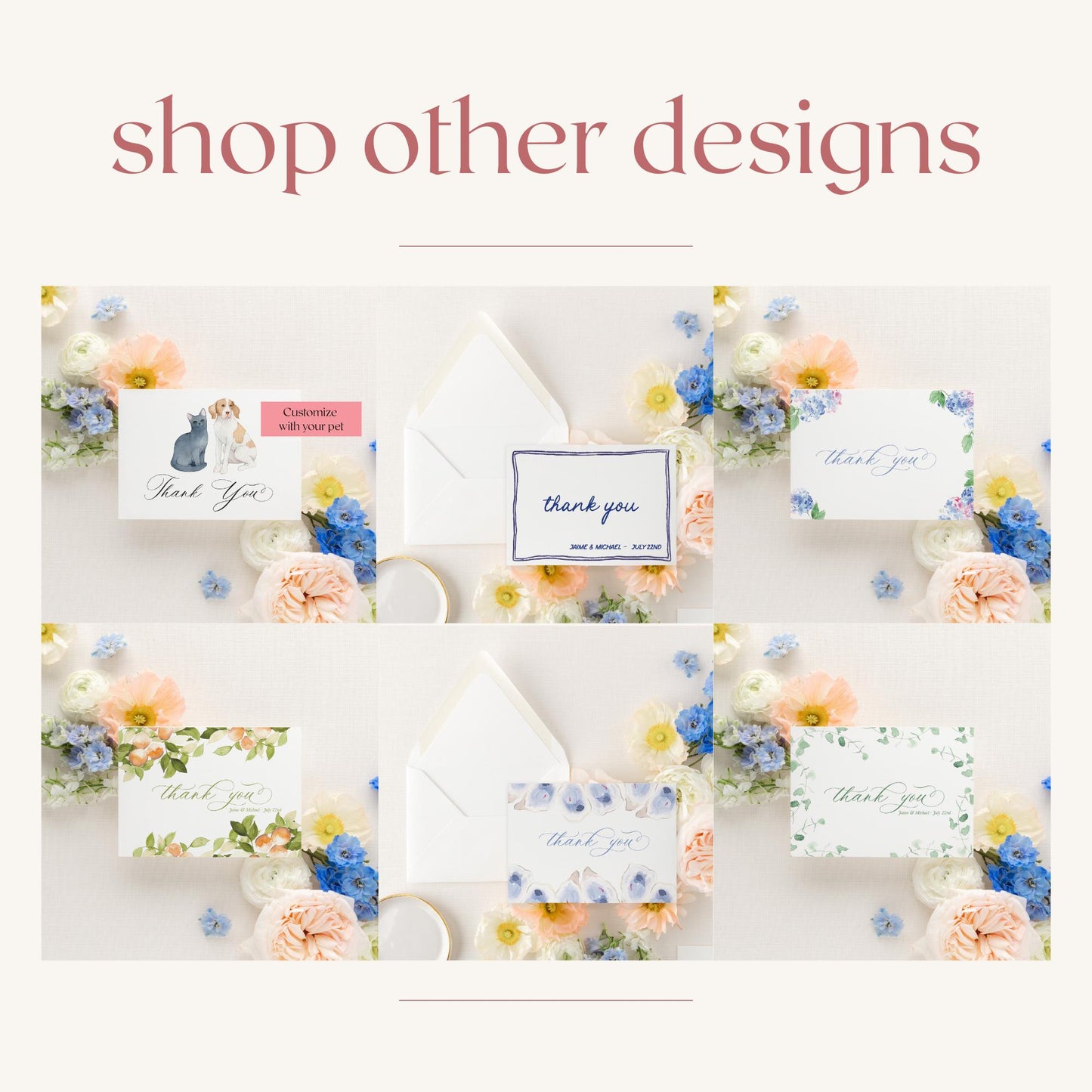 Simple Calligraphy Thank You Cards